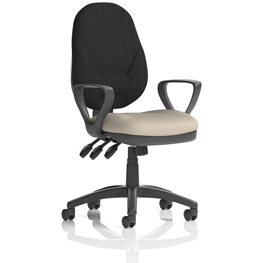 Eclipse Plus XL Black Back Lever Task Operator Chair, Fixed Height Arms, Quest Salt Easy2Order : KCUP3661