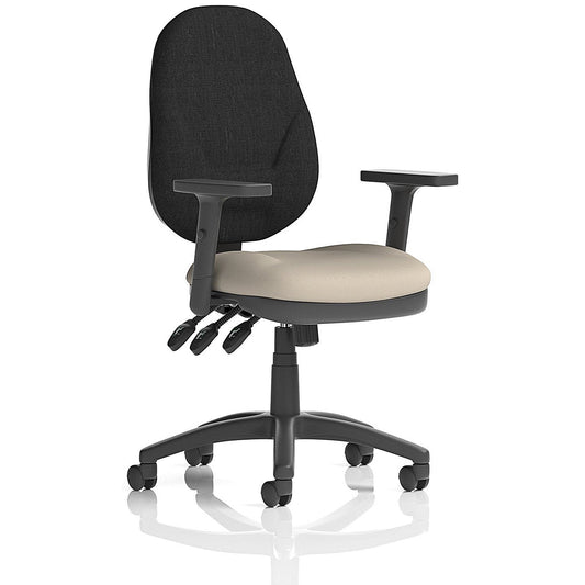 Eclipse Plus XL Black Back Lever Task Operator Chair, Height Adjustable Arms, Quest Salt Easy2Order : KCUP3685