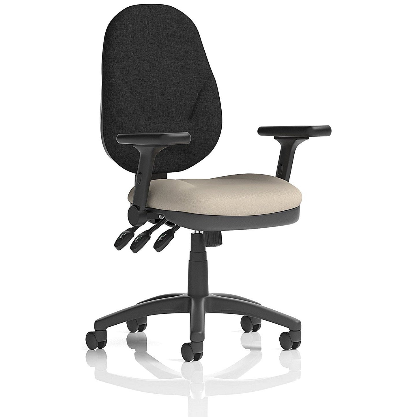 Eclipse Plus XL Black Back Lever Task Operator Chair, Folding Arms, Quest Salt Easy2Order : KCUP3709
