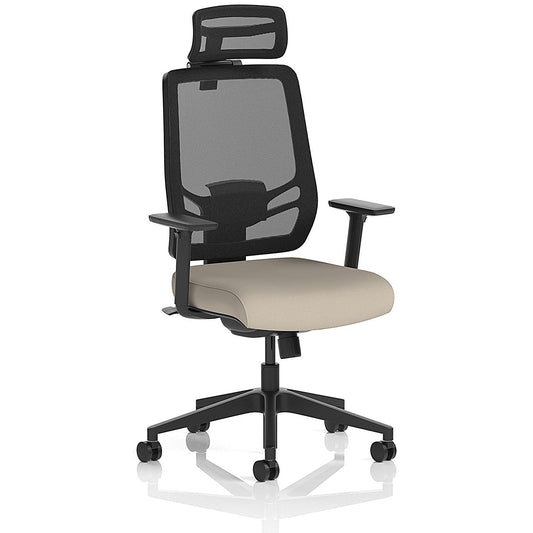 Ergo Twist Mesh Back Ergonomic Task Operator Office Chair With Headrest, Height Adjustable Arms, Quest Salt Easy2Order : KCUP3757
