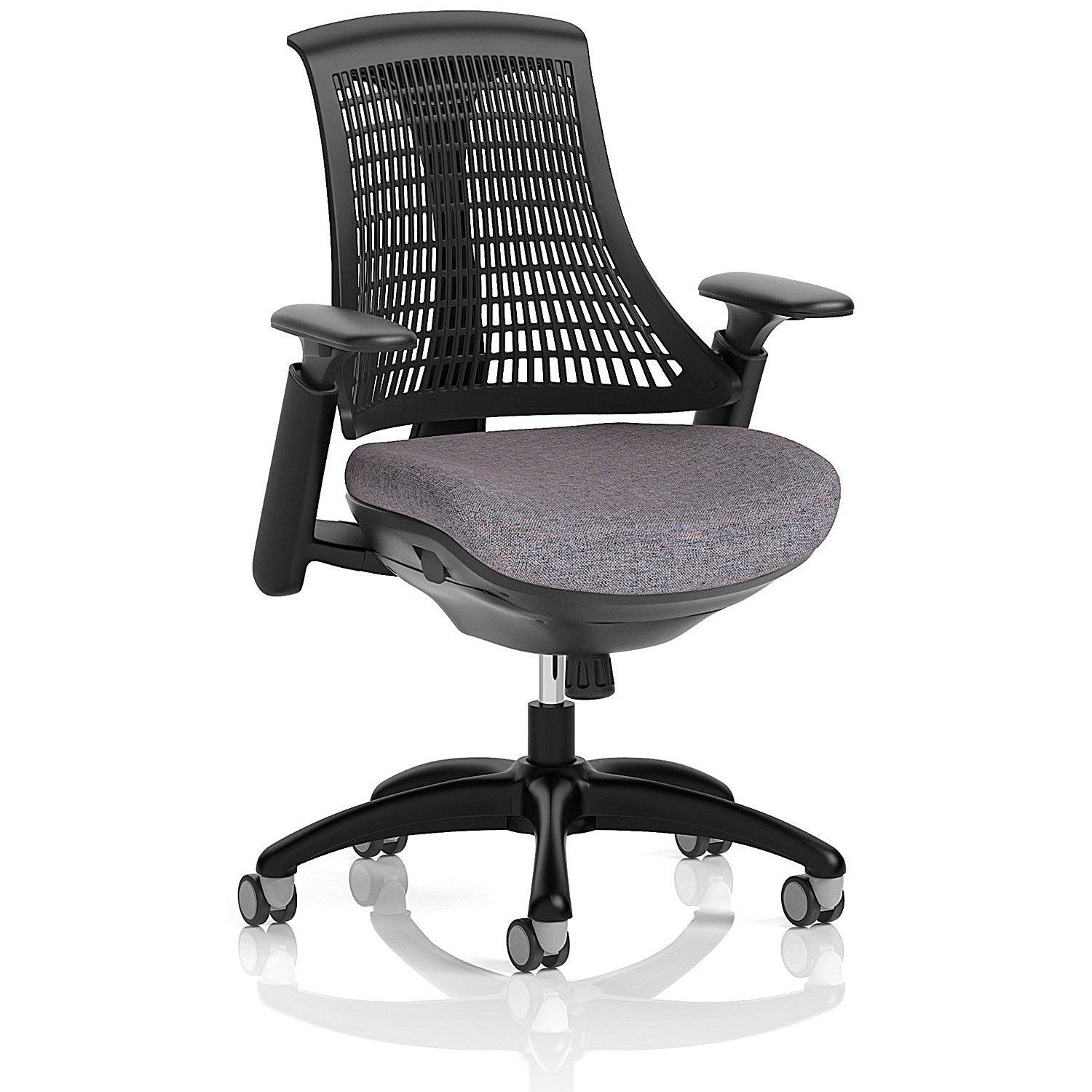 Flex Task Black Frame Black Back Operator Chair, Height Adjustable Arms, Rivet Fuse Easy2Order : KCUP3762