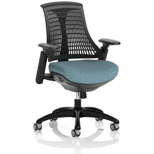 Flex Task Black Frame Black Back Operator Chair, Height Adjustable Arms, Rivet Quench Easy2Order : KCUP3763