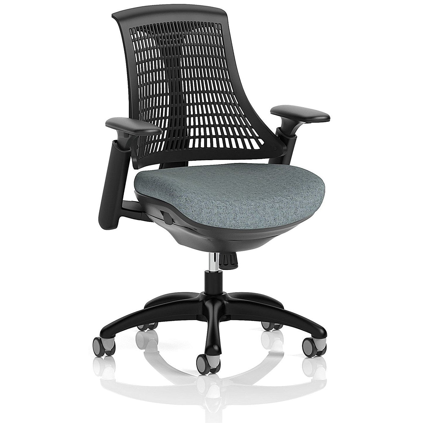 Flex Task Black Frame Black Back Operator Chair, Height Adjustable Arms, Rivet Tensile Easy2Order : KCUP3764