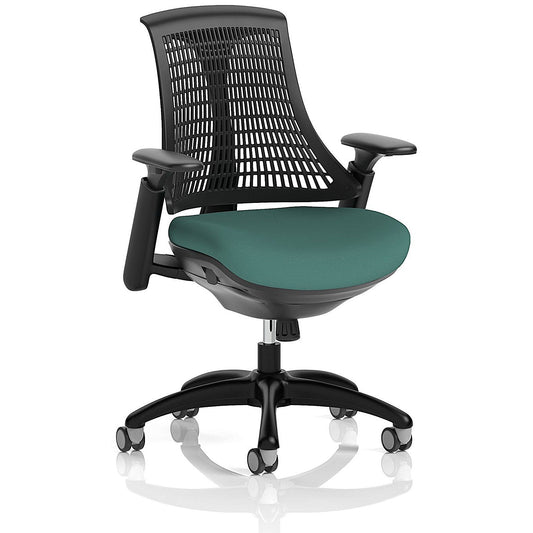 Flex Task Black Frame Black Back Operator Chair, Height Adjustable Arms, Quest Kelp Easy2Order : KCUP3766