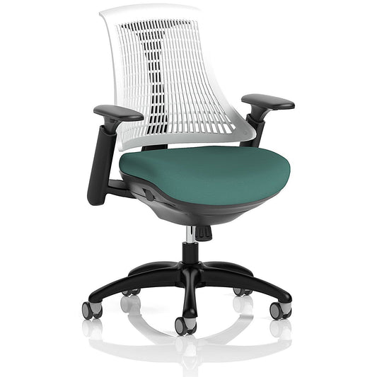 Flex Task Black Frame White Back Operator Chair, Height Adjustable Arms, Quest Kelp Easy2Order : KCUP3778