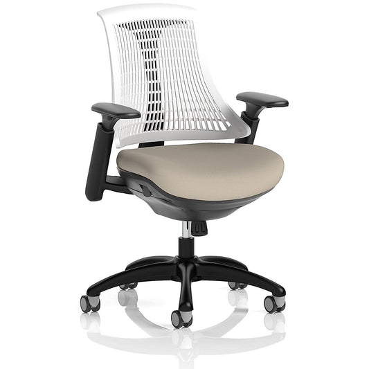 Flex Task Black Frame White Back Operator Chair, Height Adjustable Arms, Quest Salt Easy2Order : KCUP3781