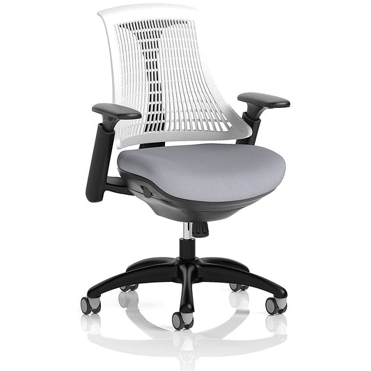Flex Task Black Frame White Back Operator Chair, Height Adjustable Arms, Quest Shell Easy2Order : KCUP3782