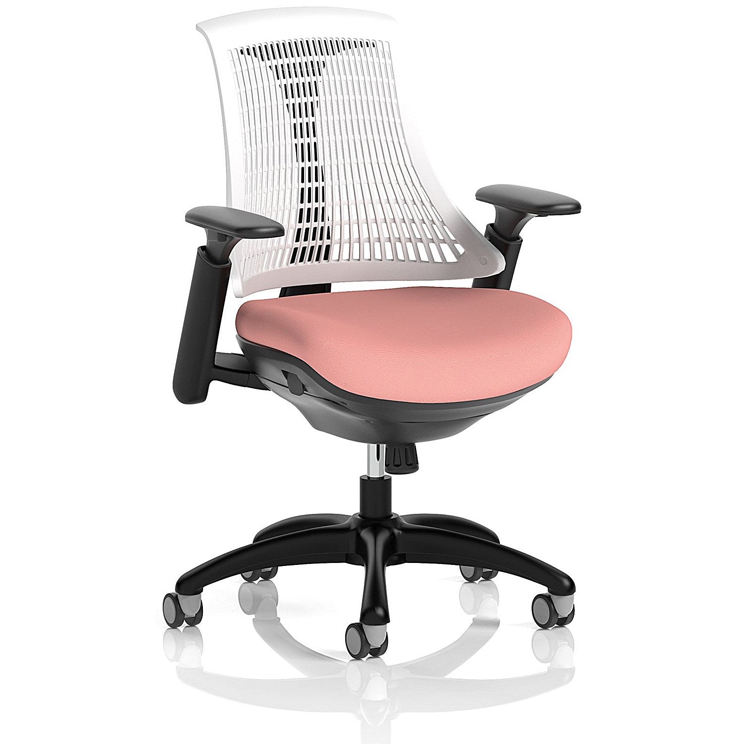 Flex Task Black Frame White Back Operator Chair, Height Adjustable Arms, Quest Shrimp Easy2Order : KCUP3783