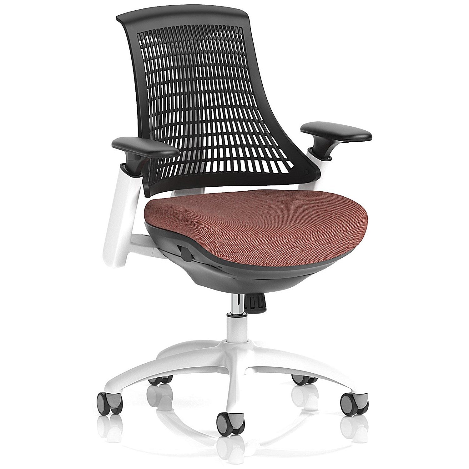 Flex Task White Frame Black Back Operator Chair, Height Adjustable Arms, Rivet Forge Easy2Order : KCUP3785