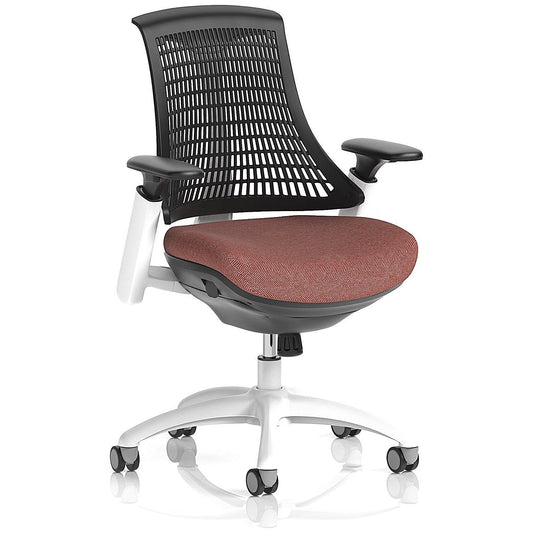 Flex Task White Frame Black Back Operator Chair, Height Adjustable Arms, Rivet Forge Easy2Order : KCUP3785