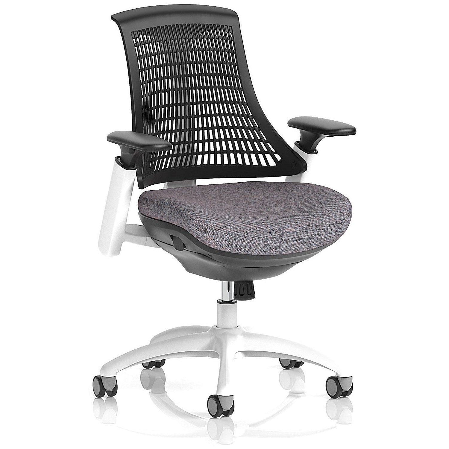 Flex Task White Frame Black Back Operator Chair, Height Adjustable Arms, Rivet Fuse Easy2Order : KCUP3786