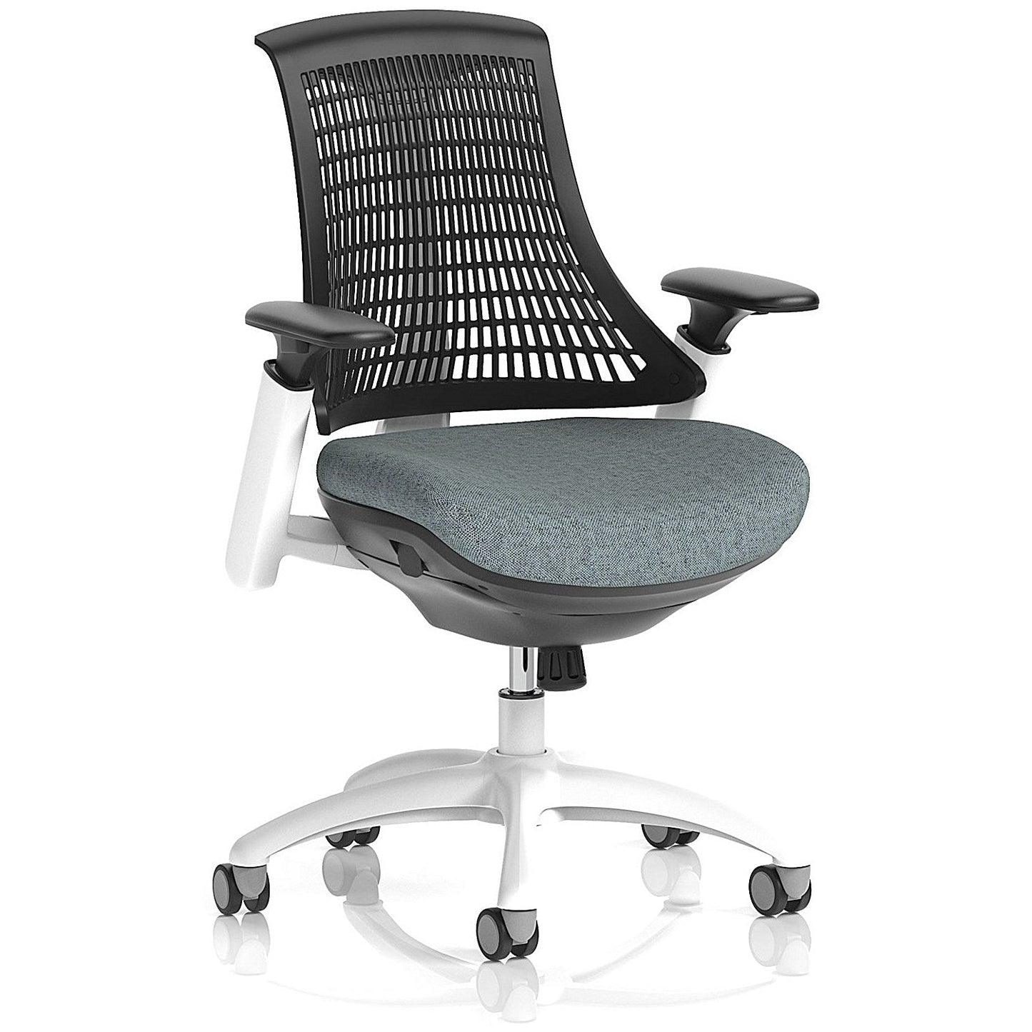 Flex Task White Frame Black Back Operator Chair, Height Adjustable Arms, Rivet Tensile Easy2Order : KCUP3788