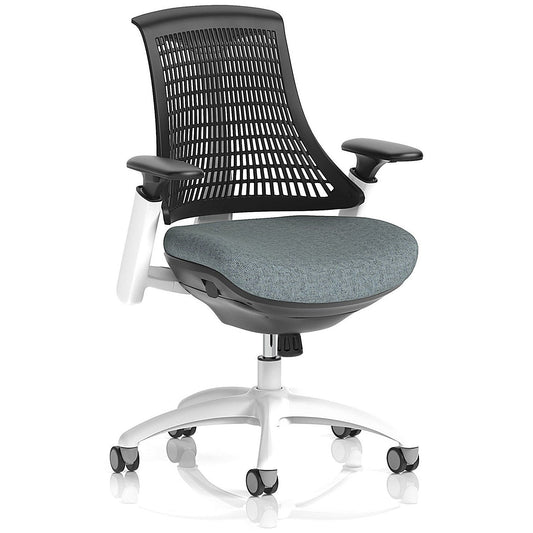 Flex Task White Frame Black Back Operator Chair, Height Adjustable Arms, Rivet Tensile Easy2Order : KCUP3788
