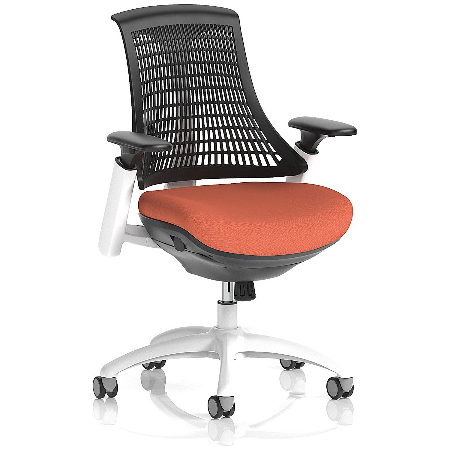Flex Task White Frame Black Back Operator Chair, Height Adjustable Arms, Quest Crab Easy2Order : KCUP3789