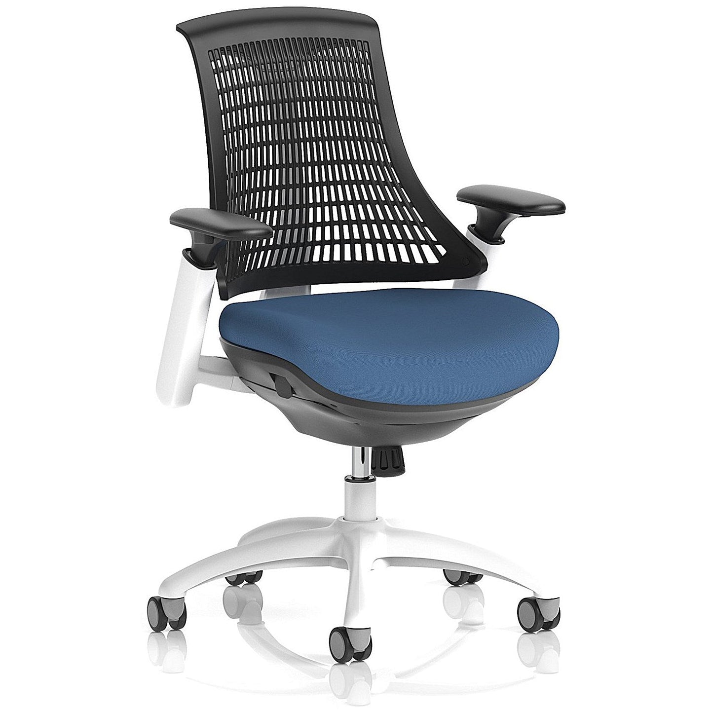Flex Task White Frame Black Back Operator Chair, Height Adjustable Arms, Quest Limpet Easy2Order : KCUP3791