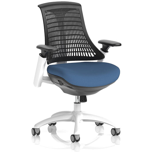 Flex Task White Frame Black Back Operator Chair, Height Adjustable Arms, Quest Limpet Easy2Order : KCUP3791