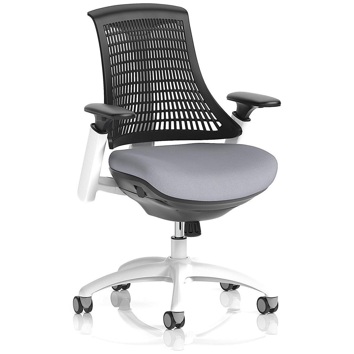Flex Task White Frame Black Back Operator Chair, Height Adjustable Arms, Quest Shell Easy2Order : KCUP3794
