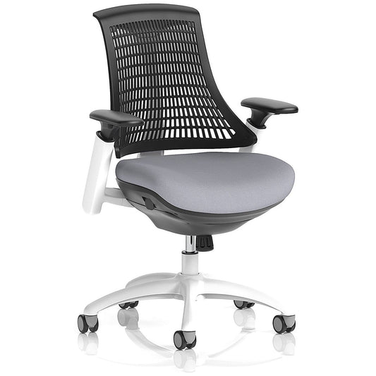 Flex Task White Frame Black Back Operator Chair, Height Adjustable Arms, Quest Shell Easy2Order : KCUP3794
