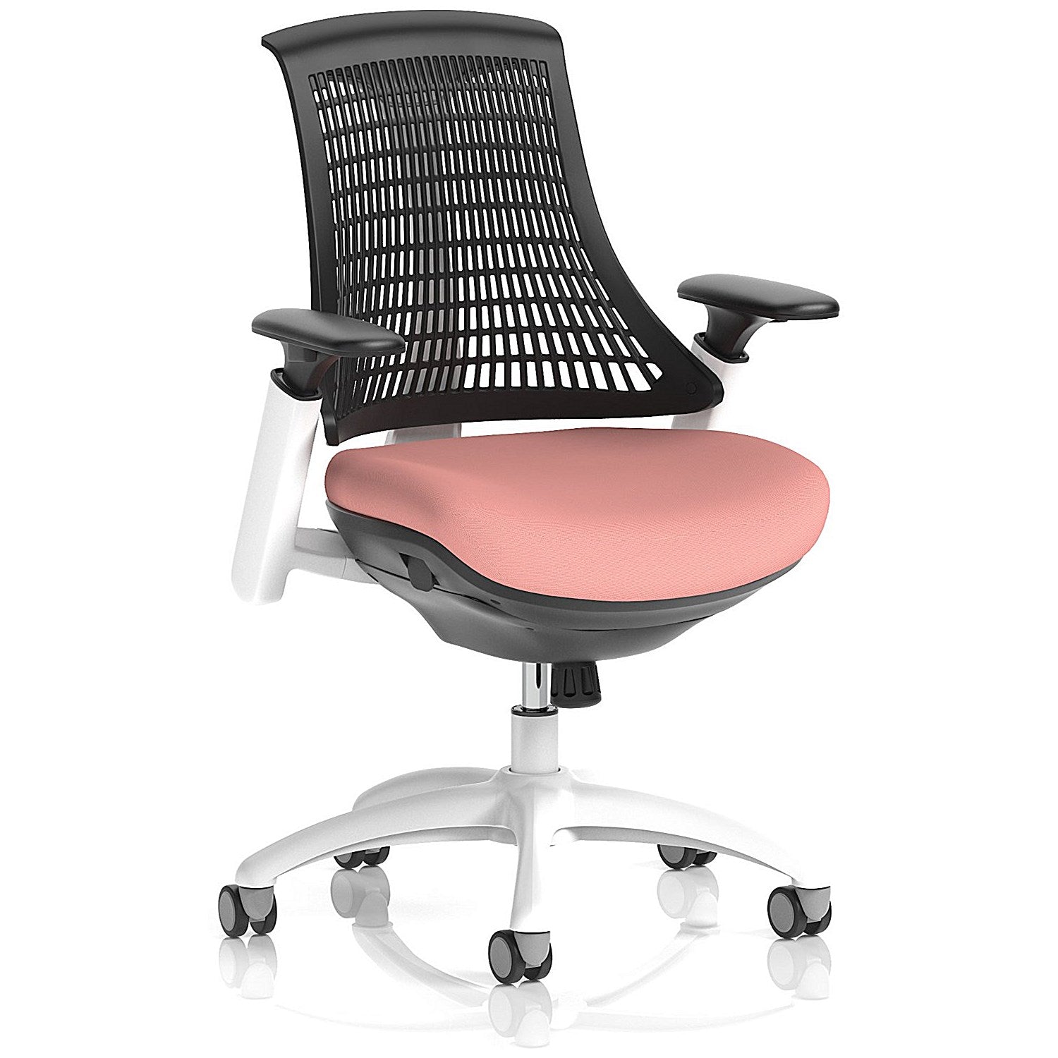Flex Task White Frame Black Back Operator Chair, Height Adjustable Arms, Quest Shrimp Easy2Order : KCUP3795