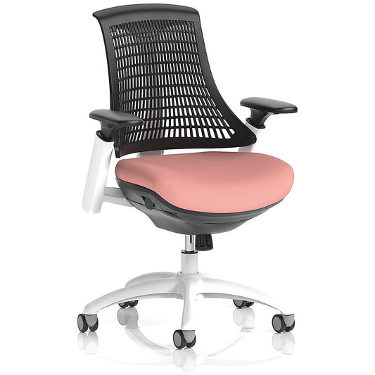 Flex Task White Frame Black Back Operator Chair, Height Adjustable Arms, Quest Shrimp Easy2Order : KCUP3795
