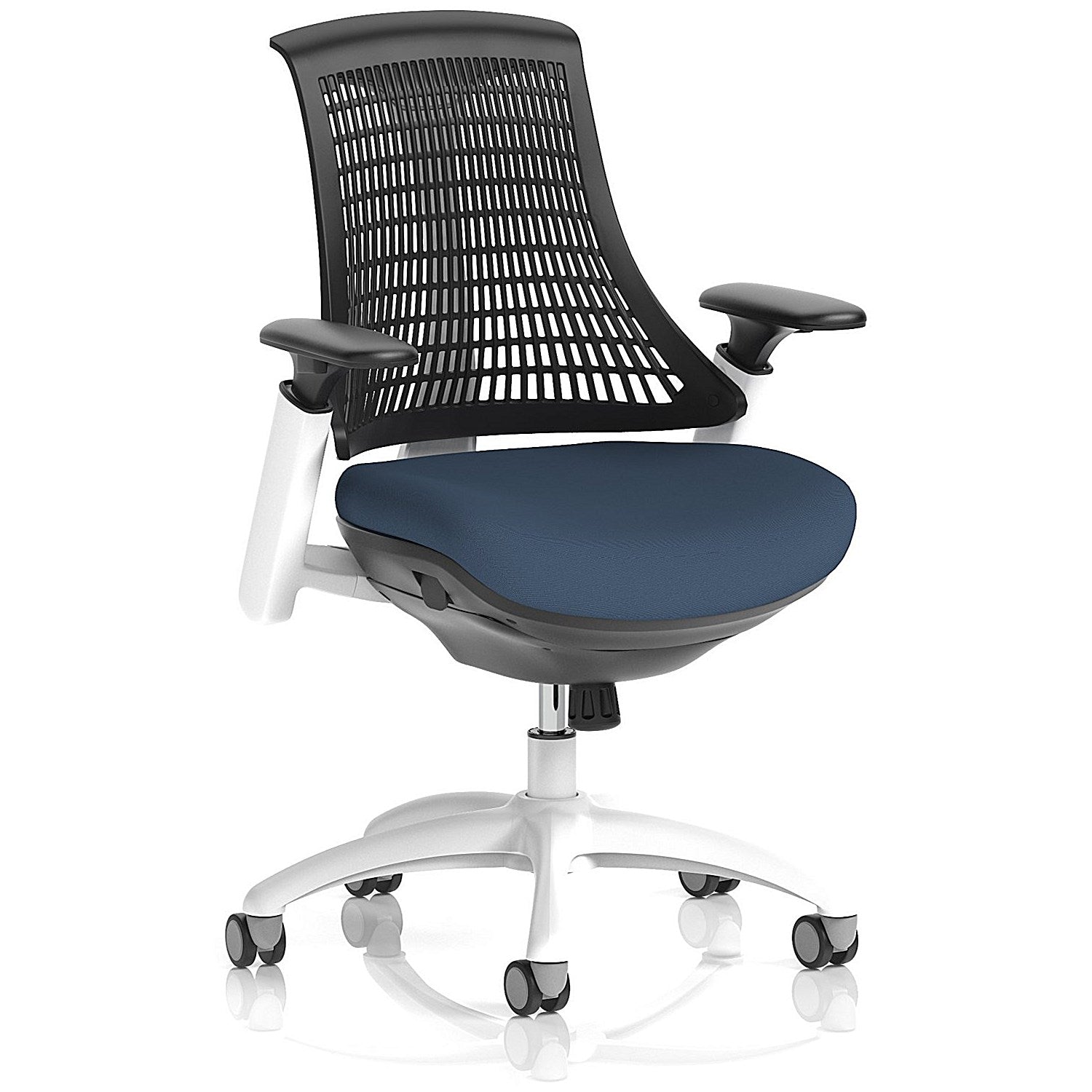 Flex Task White Frame Black Back Operator Chair, Height Adjustable Arms, Quest Whelk Easy2Order : KCUP3796