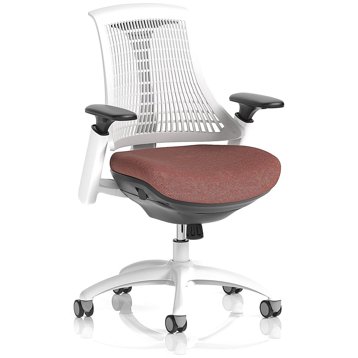 Flex Task White Frame White Back Operator Chair, Height Adjustable Arms, Rivet Forge Easy2Order : KCUP3797