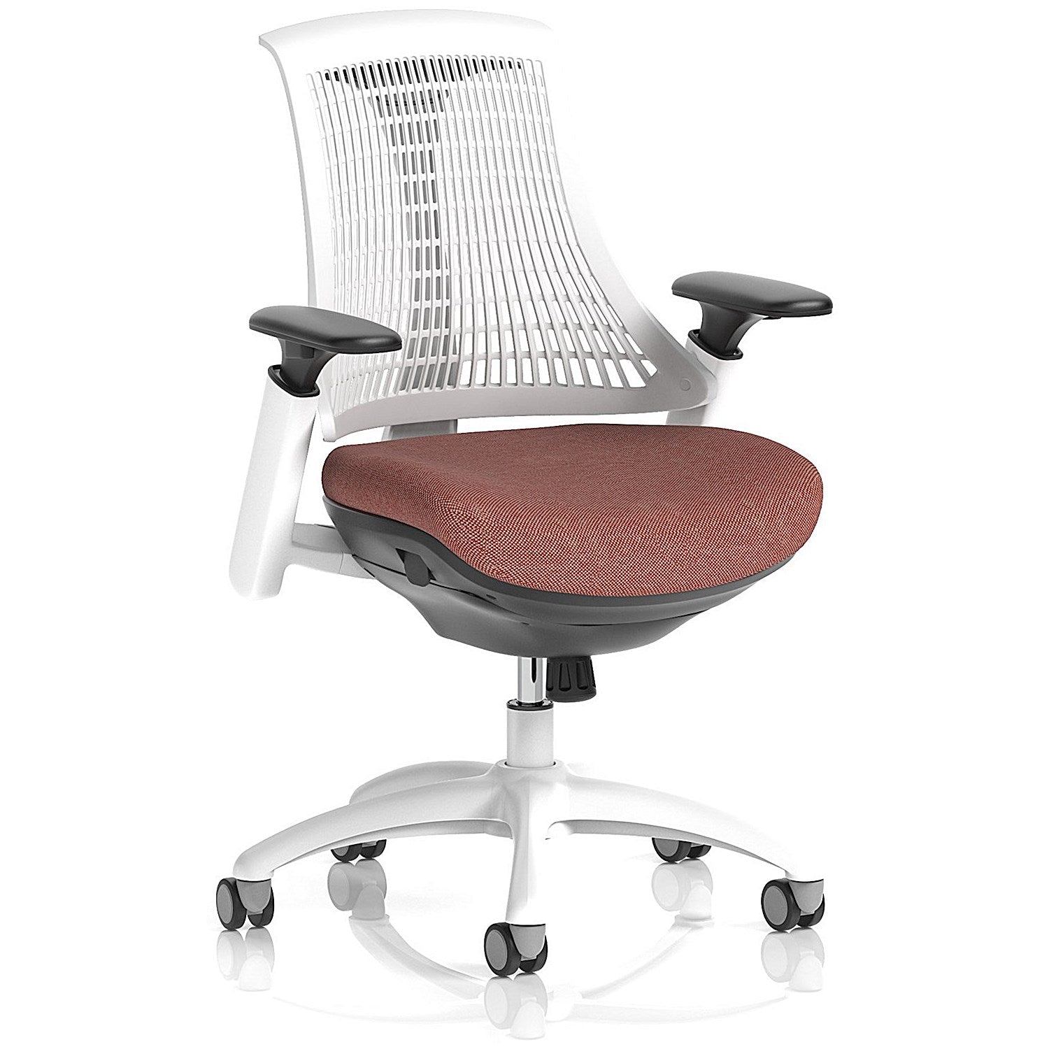 Flex Task White Frame White Back Operator Chair, Height Adjustable Arms, Rivet Forge Easy2Order : KCUP3797