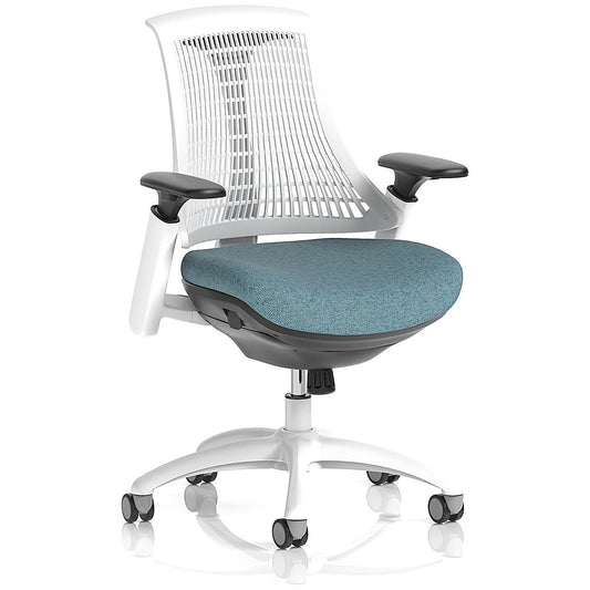 Flex Task White Frame White Back Operator Chair, Height Adjustable Arms, Rivet Quench Easy2Order : KCUP3799