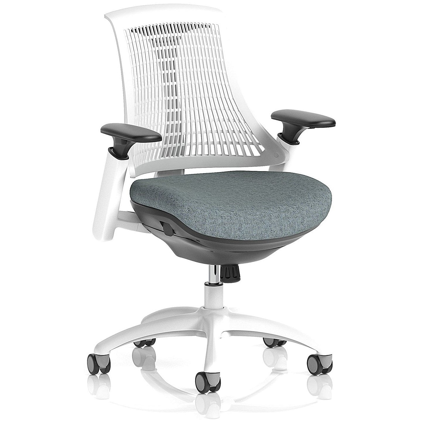 Flex Task White Frame White Back Operator Chair, Height Adjustable Arms, Rivet Tensile Easy2Order : KCUP3800