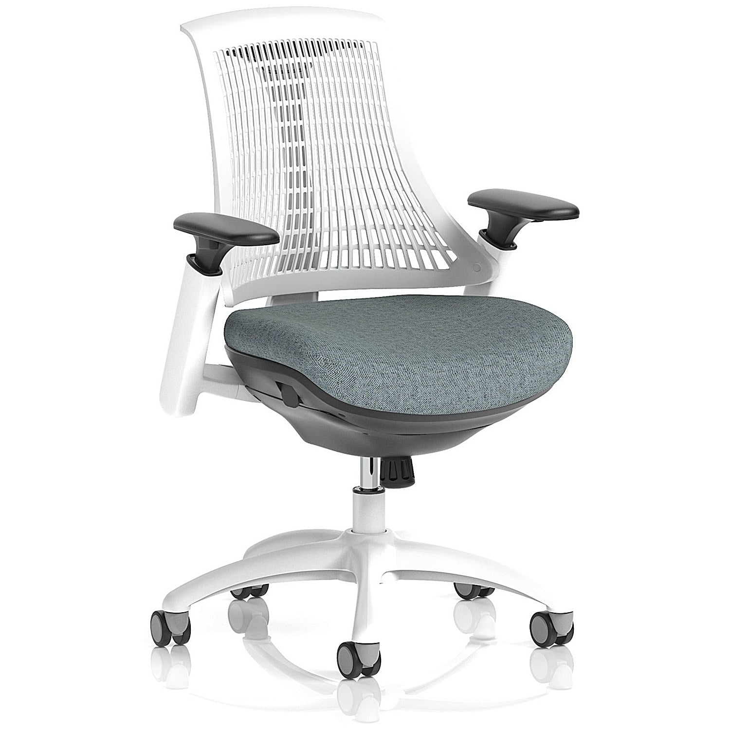 Flex Task White Frame White Back Operator Chair, Height Adjustable Arms, Rivet Tensile Easy2Order : KCUP3800