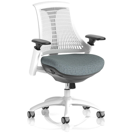 Flex Task White Frame White Back Operator Chair, Height Adjustable Arms, Rivet Tensile Easy2Order : KCUP3800
