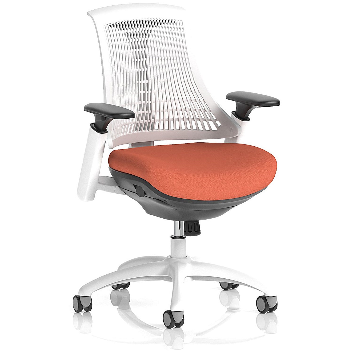 Flex Task White Frame White Back Operator Chair, Height Adjustable Arms, Quest Crab Easy2Order : KCUP3801
