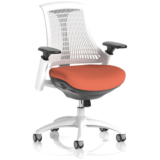 Flex Task White Frame White Back Operator Chair, Height Adjustable Arms, Quest Crab Easy2Order : KCUP3801