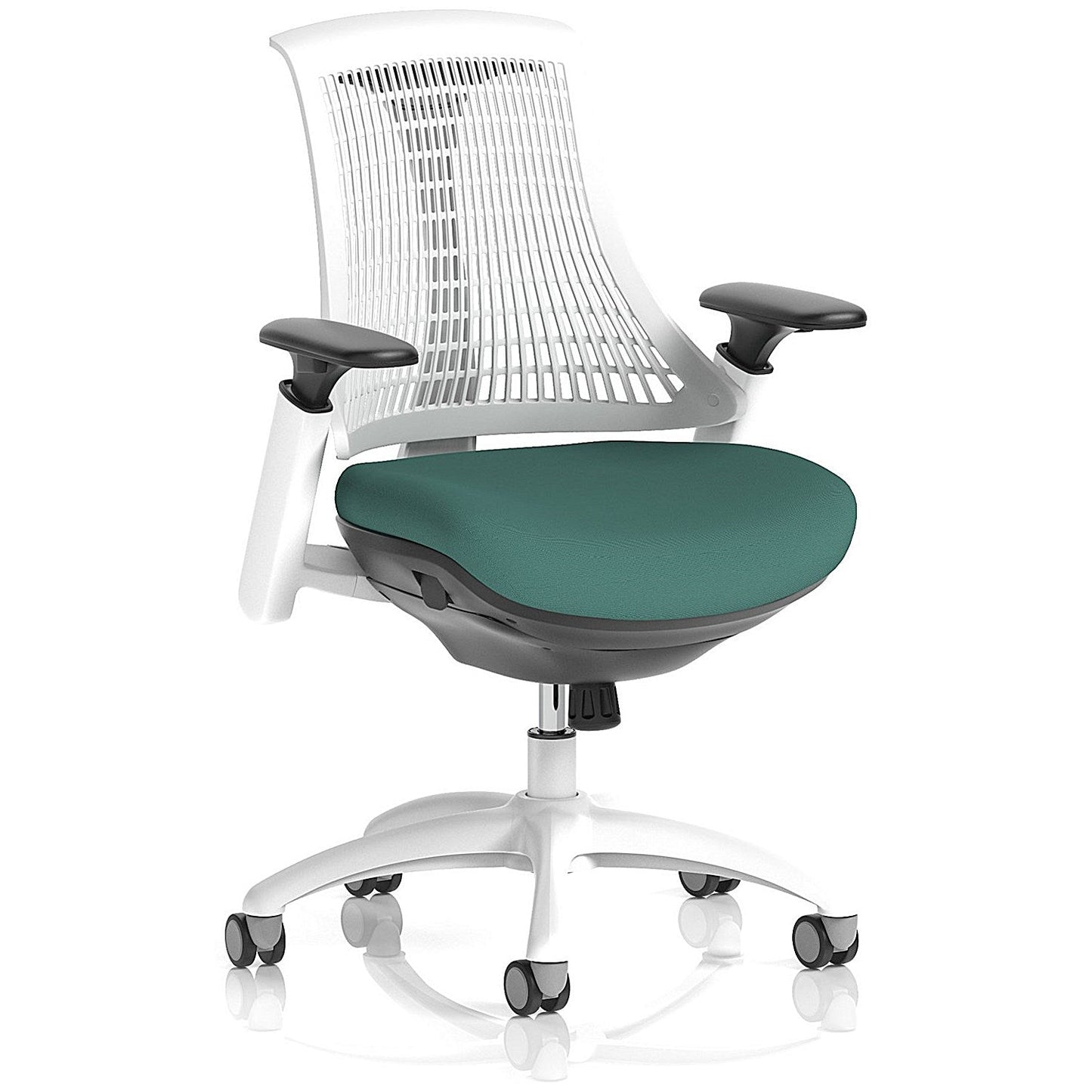 Flex Task White Frame White Back Operator Chair, Height Adjustable Arms, Quest Kelp Easy2Order : KCUP3802