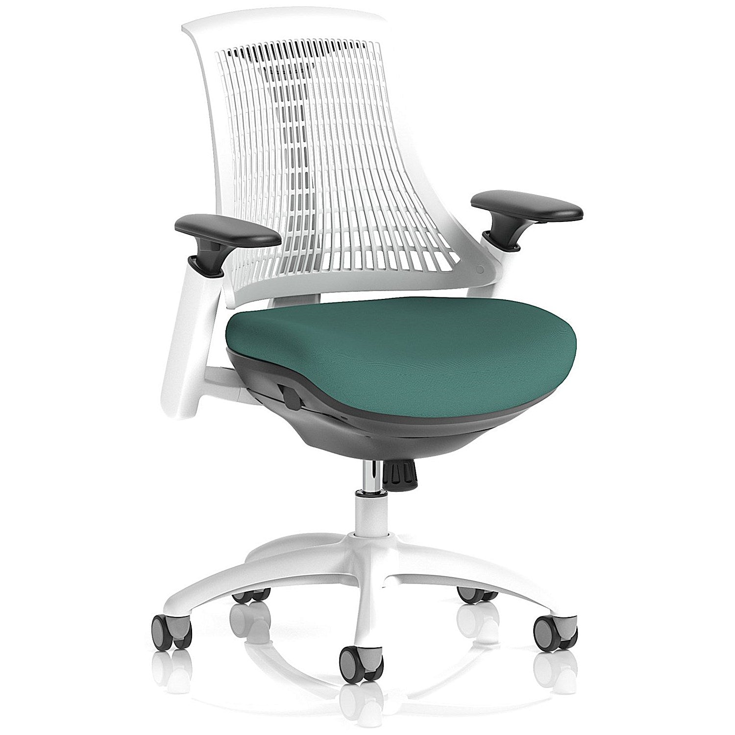 Flex Task White Frame White Back Operator Chair, Height Adjustable Arms, Quest Kelp Easy2Order : KCUP3802