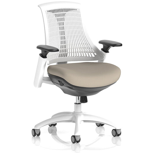 Flex Task White Frame White Back Operator Chair, Height Adjustable Arms, Quest Salt Easy2Order : KCUP3805