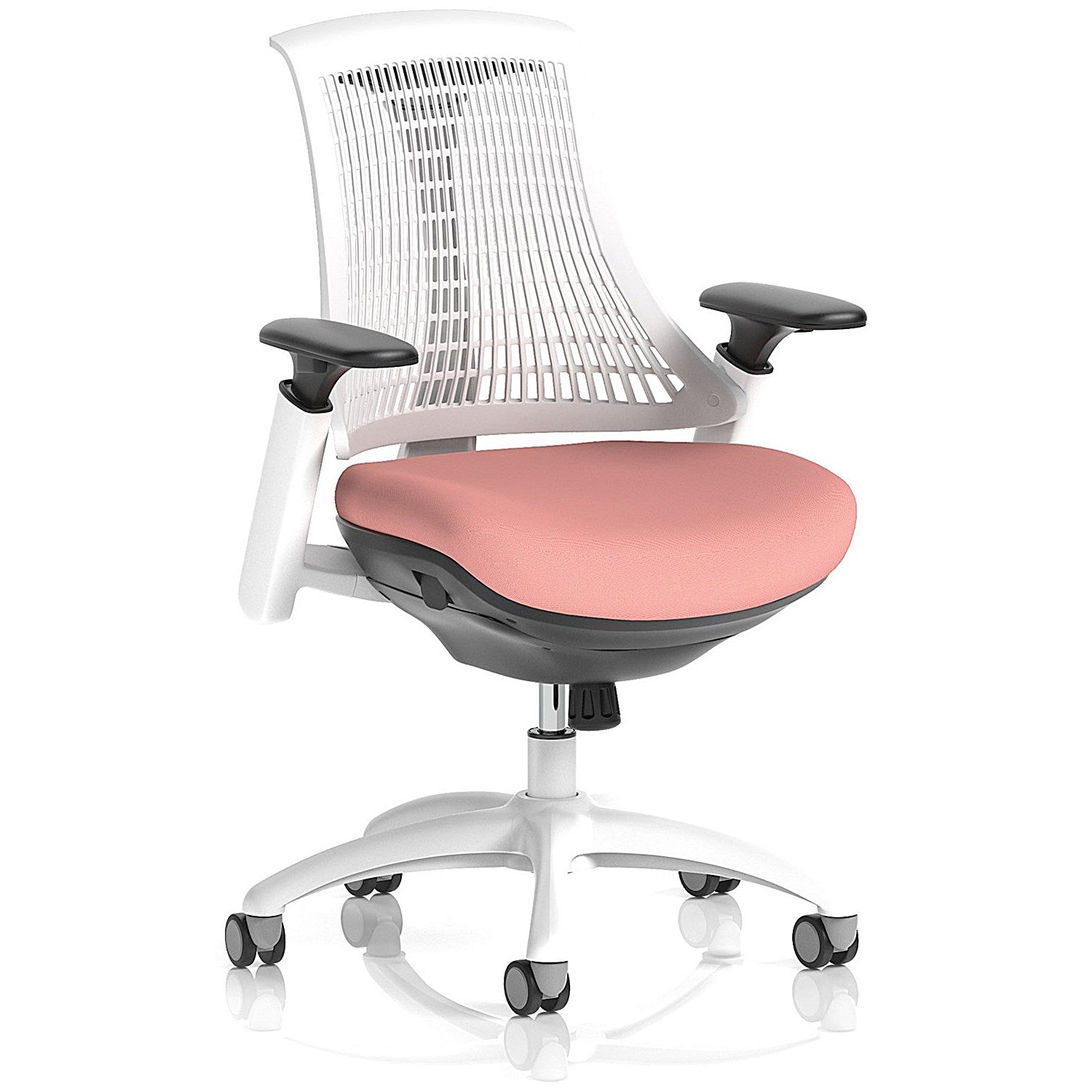 Flex Task White Frame White Back Operator Chair, Height Adjustable Arms, Quest Shrimp Easy2Order : KCUP3807