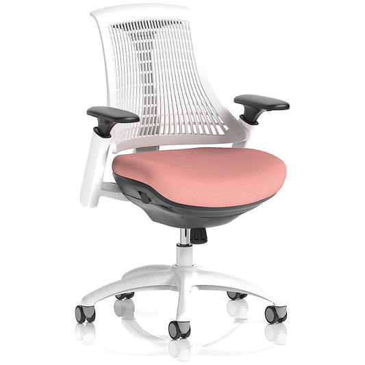 Flex Task White Frame White Back Operator Chair, Height Adjustable Arms, Quest Shrimp Easy2Order : KCUP3807
