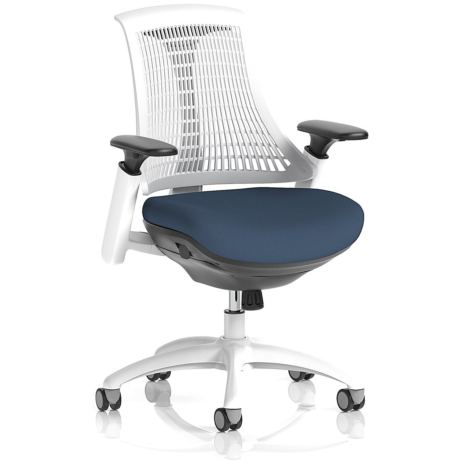 Flex Task White Frame White Back Operator Chair, Height Adjustable Arms, Quest Whelk Easy2Order : KCUP3808