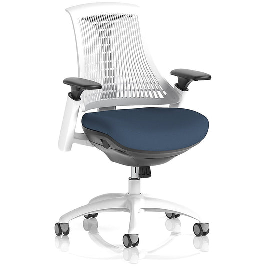 Flex Task White Frame White Back Operator Chair, Height Adjustable Arms, Quest Whelk Easy2Order : KCUP3808