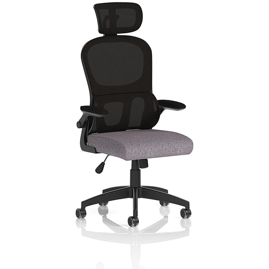 Iris Mesh Back Task Operator With Headrest, Folding Arms, Rivet Fuse Easy2Order : KCUP3882