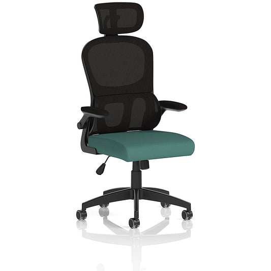 Iris Mesh Back Task Operator With Headrest, Folding Arms, Quest Kelp Easy2Order : KCUP3886
