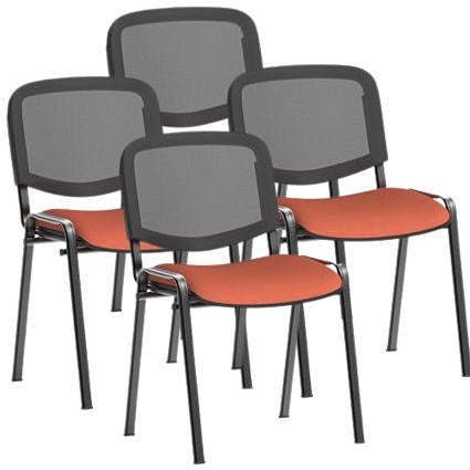 ISO Black Frame Mesh Back Stacking Chair, Quest Crab, Pack of 4