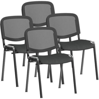 ISO Black Frame Mesh Back Stacking Chair, Quest Mussel, Pack of 4