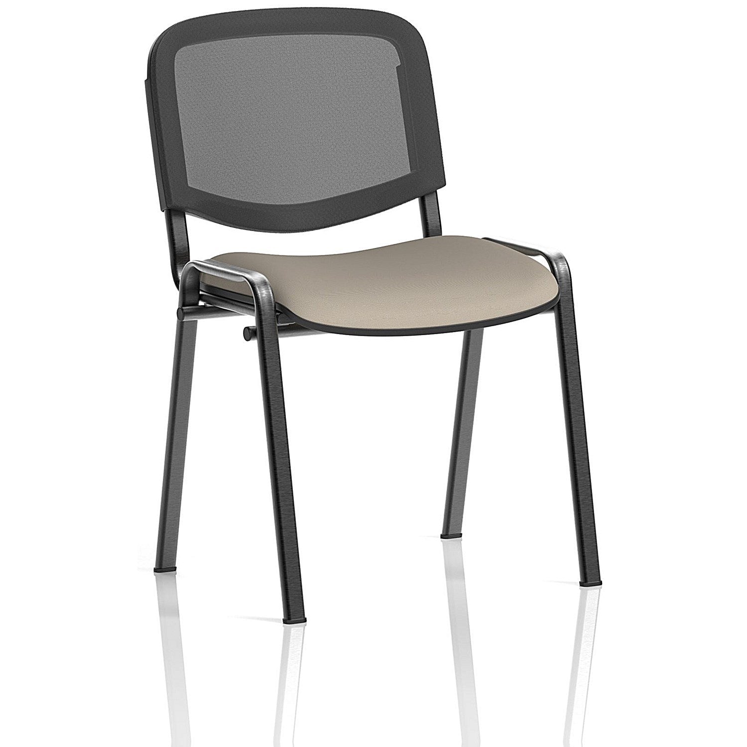 ISO Black Frame Mesh Back Stacking Chair, Quest Salt, Pack of 4 Easy2Order : KCUP3913