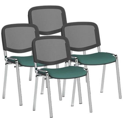 ISO Chrome Frame Mesh Back Stacking Chair, Quest Kelp, Pack of 4