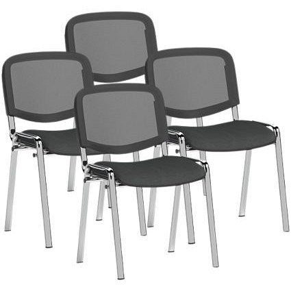 ISO Chrome Frame Mesh Back Stacking Chair, Quest Mussel, Pack of 4