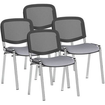 ISO Chrome Frame Mesh Back Stacking Chair, Quest Shell, Pack of 4