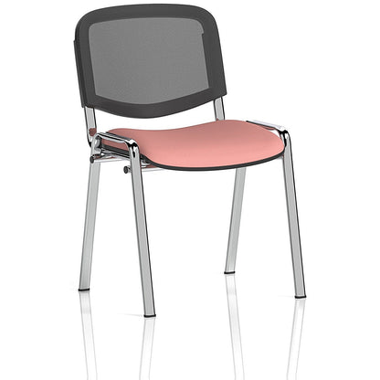 ISO Chrome Frame Mesh Back Stacking Chair, Quest Shrimp, Pack of 4 Easy2Order : KCUP3939