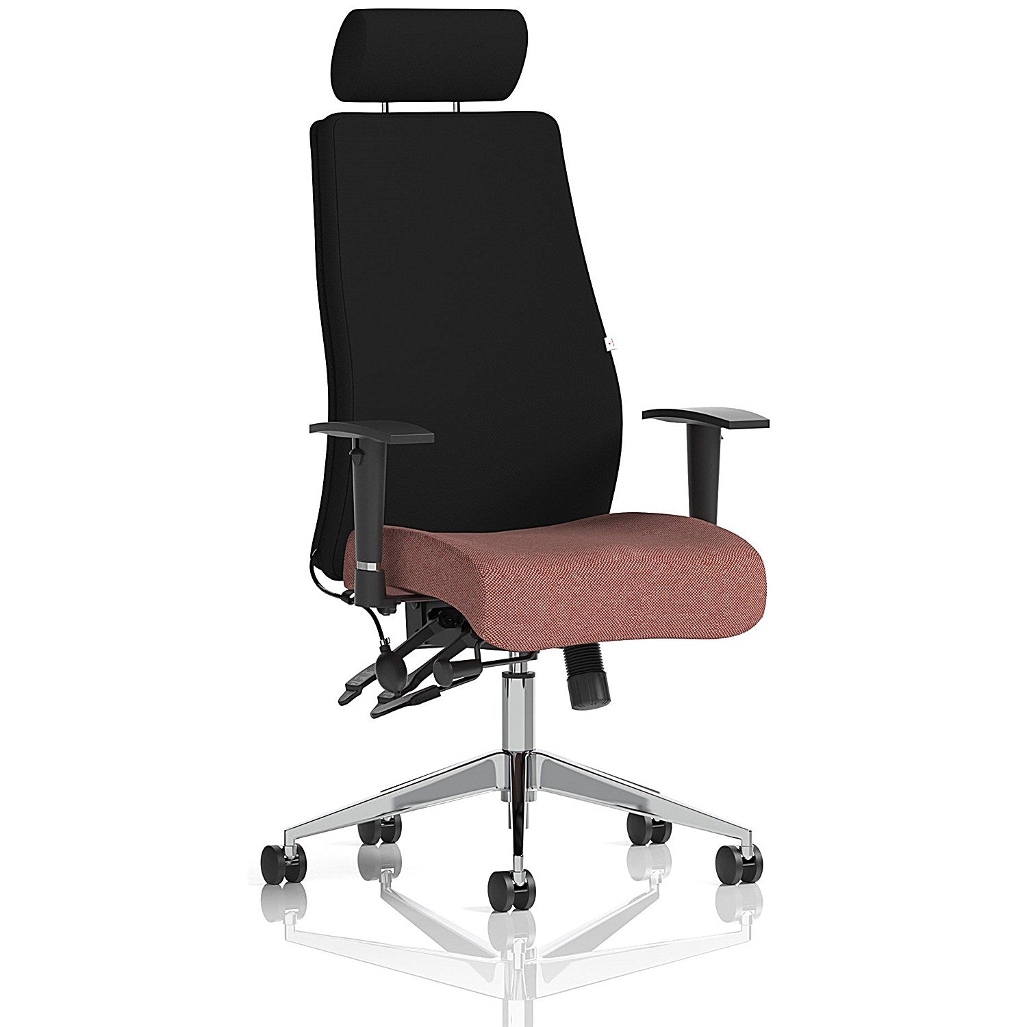 Onyx Ergo Black Back Posture Chair With Headrest, Height Adjustable Arms, Rivet Forge Easy2Order : KCUP4037
